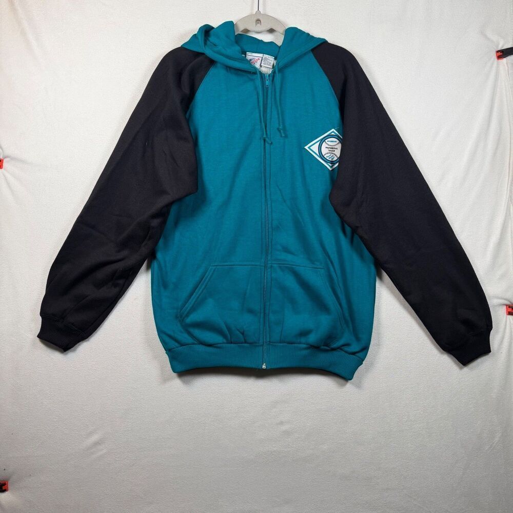 Vintage McGregor Colorblock Hoodie Jacket Mens L Teal Black Thermal Lined